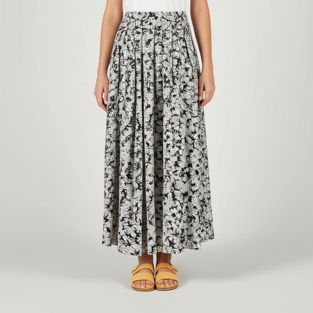 Show Me Your Mumu Black/White Floral Lined Maxi Skirt Size Medium